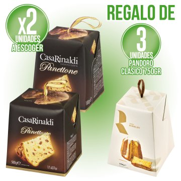 POR 1 CAJA DE PANETTONE DE 500GR O 100GR, REGALO DE 3 PANDORO DE 750GR.