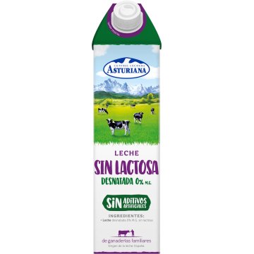 Leche Asturiana Sin Lactosa Desnatada Brik 1 Lt